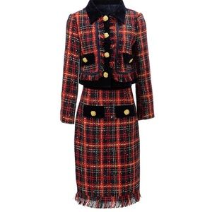 Red Tweed Set